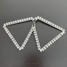 Load image into Gallery viewer, Silver Tri Rhinestone Earrings