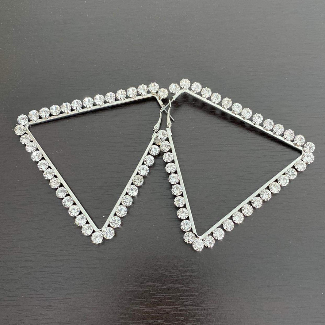 Silver Tri Rhinestone Earrings