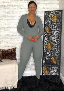 TRENDY CLASSIC ONE-PIECE RIBBED JUMPSUIT